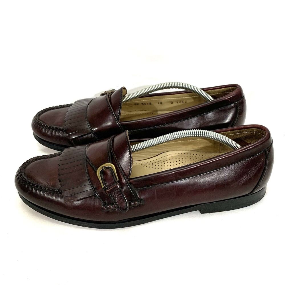 Cole Haan Pinch Shoes Loafers Buckle Kiltie Round Toe Comfort Burgundy Mens 12 D